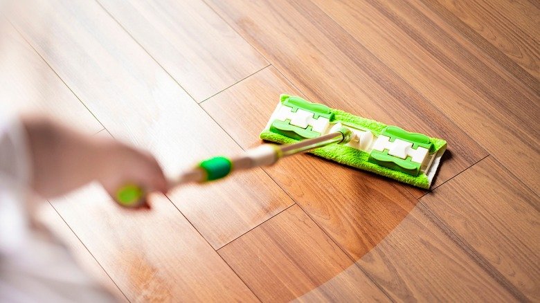 Mopping a hardwood floor